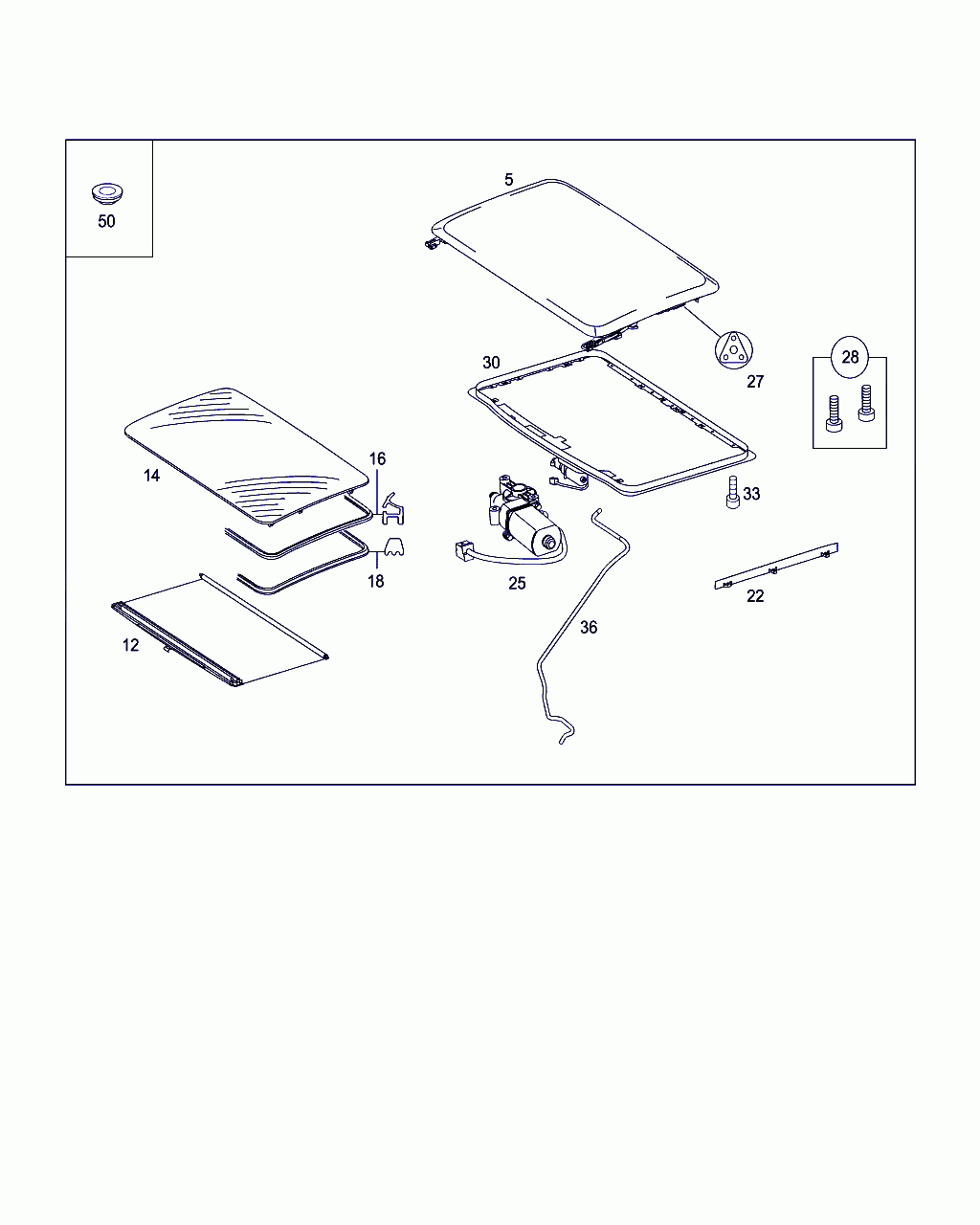 EXPANSION PLUG, <span>A 116 987 14 44, Main Group: Sliding Roof, Diagram: SLIDING ROOF, FRONT, Location Of Picture: 50