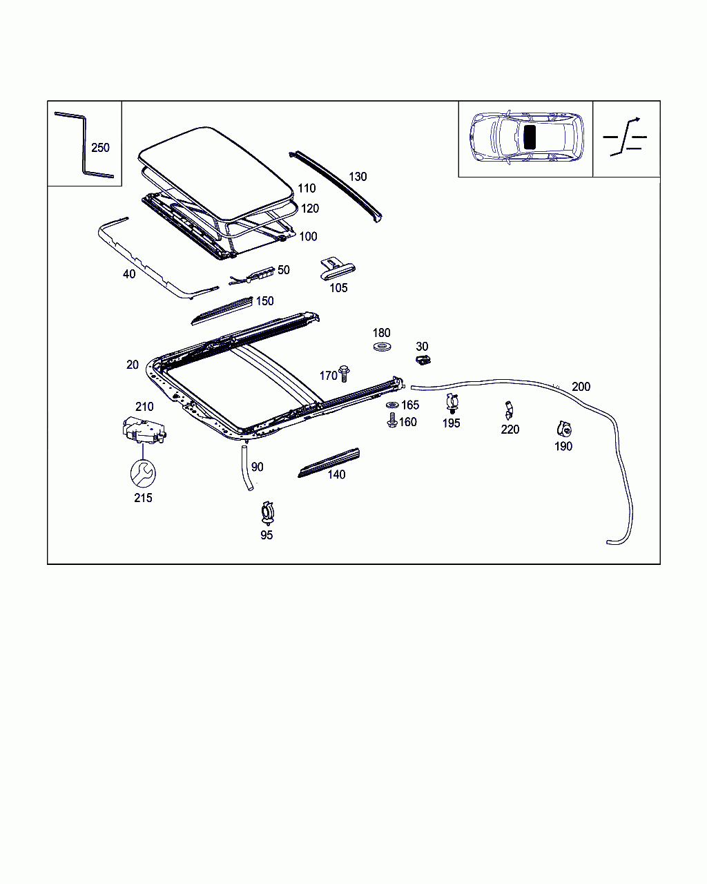 HOSE, <span>A 251 782 05 96, Main Group: Sliding Roof, Diagram: ELECTRIC SLIDING/LIFTING ROOF, Location Of Picture: 200