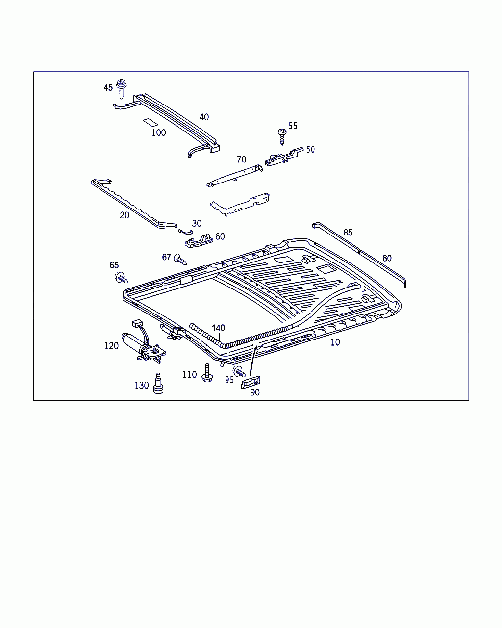 FRAME, <span>A 220 780 06 29, Main Group: Sliding Roof, Diagram: SLIDING/LIFTING ROOF FRAME, Location Of Picture: 10