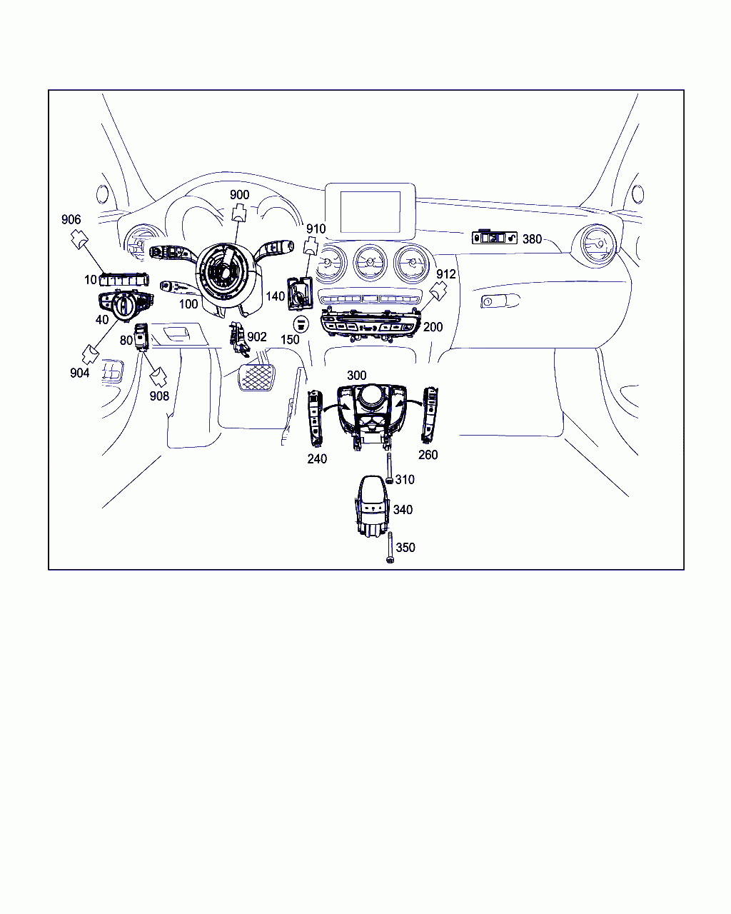SWITCH BLOCK, <span>A 205 905 60 04, Main Group: Electrical System, Diagram: SWITCH IN INSTRUMENT PANEL AND CENTER CONSOLE, Location Of Picture: 240