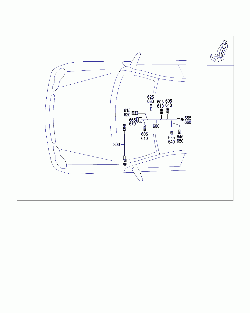 WIRING HARNESS, <span>A 203 440 40 07, Main Group: Electrical System, Diagram: SEAT WIRING HARNESS, Location Of Picture: 600