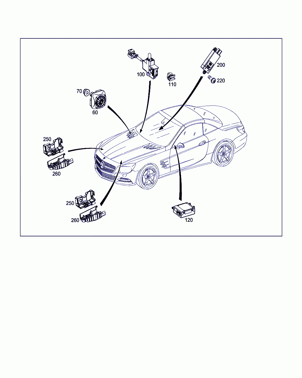 PASSENGER COMP. SENSOR, <span>A 231 905 26 00, Main Group: Electrical System, Diagram: BURGLARY ALARM SYSTEM, Location Of Picture: 120