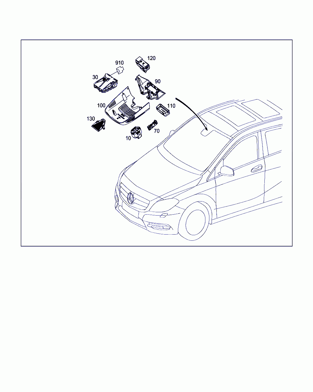 COVER RAIN LIGHT SENSOR, <span>A 246 821 00 00, Main Group: Electrical System, Diagram: SENSORS, CAMERA AND SWITCH BEHIND WINDSHIELD, Location Of Picture: 100