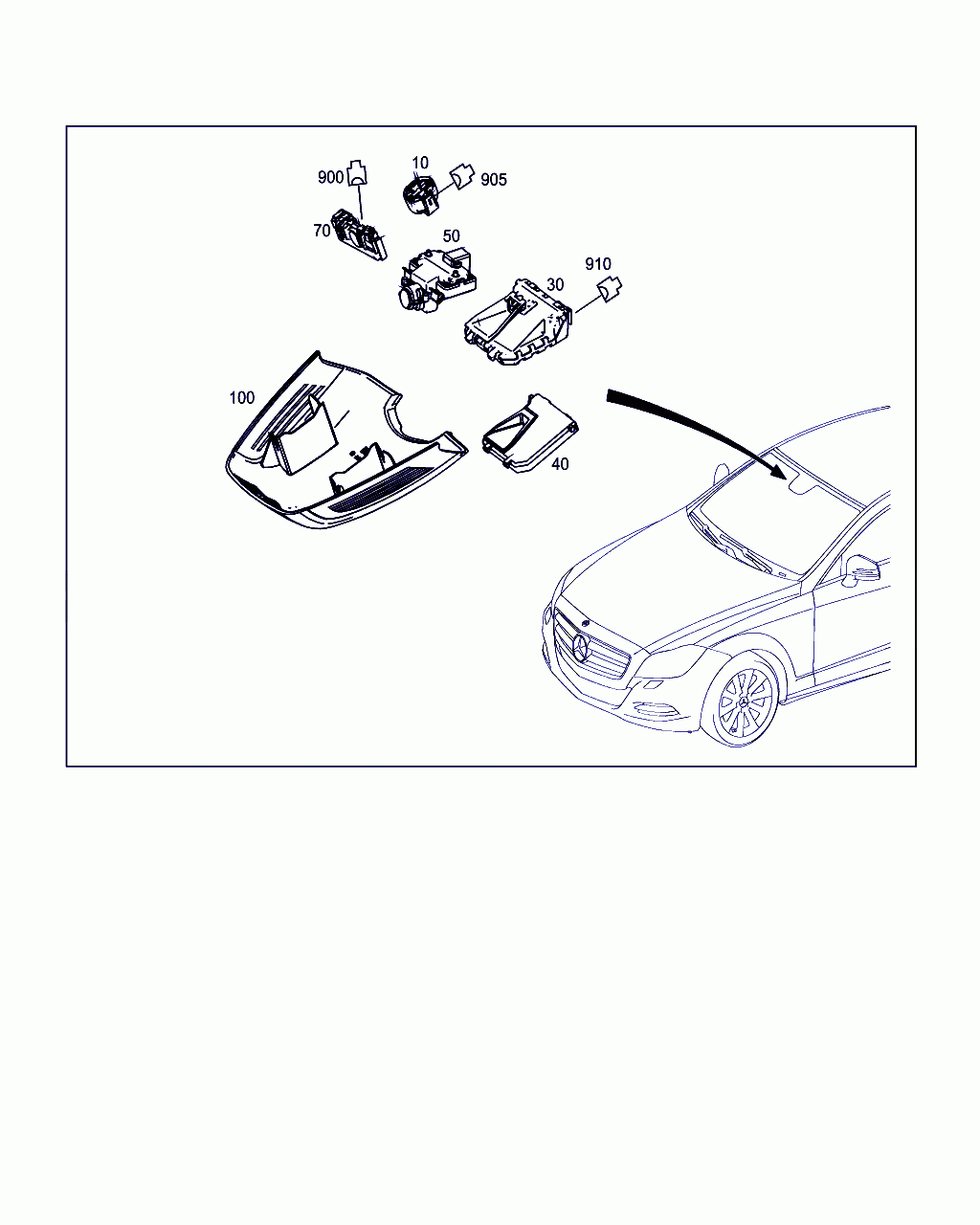 COVER, <span>A 218 821 00 36, Main Group: Electrical System, Diagram: SENSORS, CAMERA AND SWITCH BEHIND WINDSHIELD, Location Of Picture: 100
