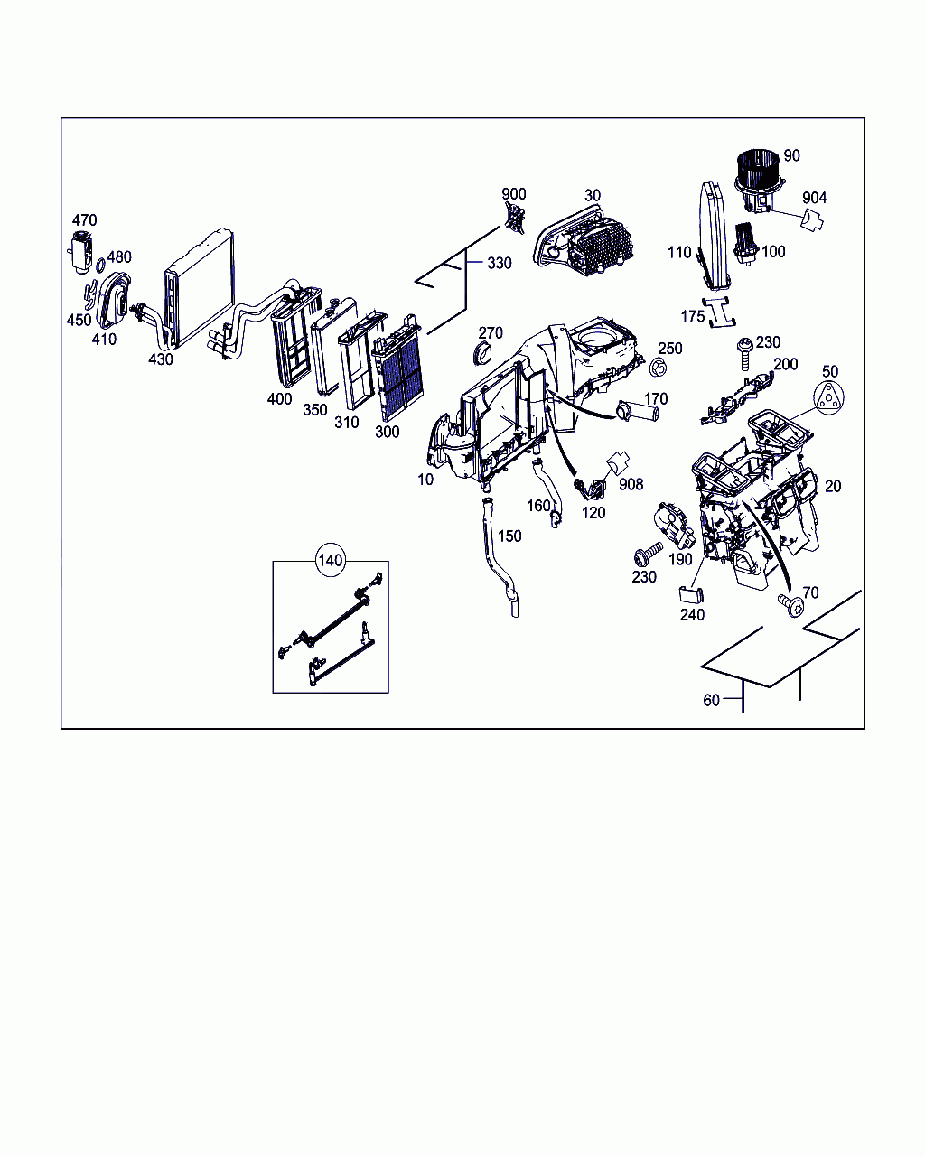 FITTING, <span>A 204 835 02 40, Main Group: Heating And Ventilation, Diagram: HEATER AND EVAPORATOR HOUSING WITH BLOWER AND WIRING HARNESS, Location Of Picture: 170