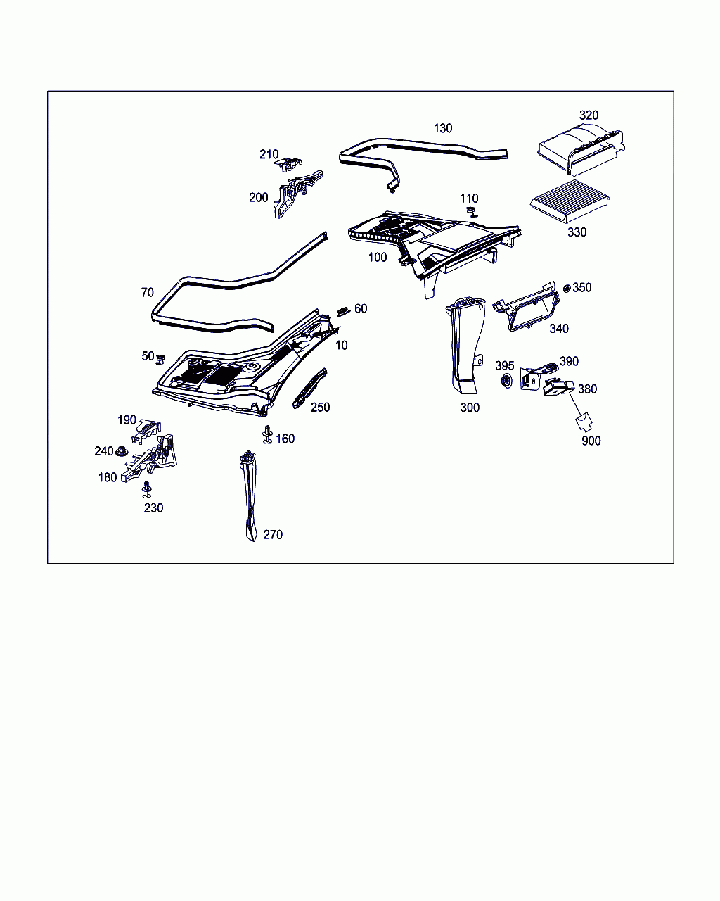BRACKET, <span>A 205 542 02 40, Main Group: Heating And Ventilation, Diagram: WATER BAFFLE WITH INTAKE SHELL, Location Of Picture: 390