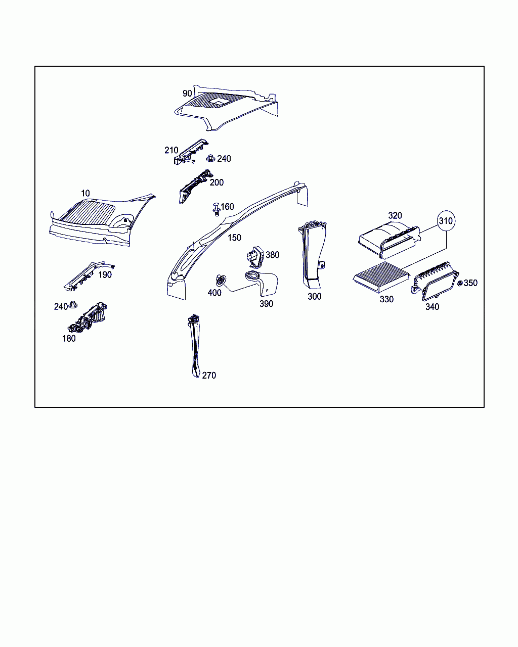 WATER BAFFLE, <span>A 253 830 84 00, Main Group: Heating And Ventilation, Diagram: WATER BAFFLE WITH INTAKE SHELL, Location Of Picture: 150