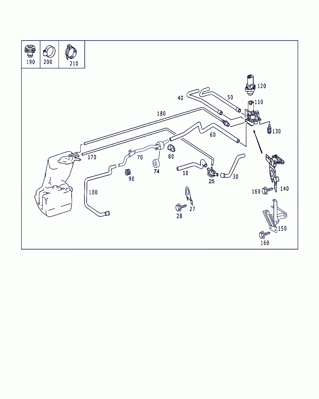 HOSE, <span>A 220 832 09 94, Main Group: Heating And Ventilation, Diagram: HOT WATER LINES, Location Of Picture: 170