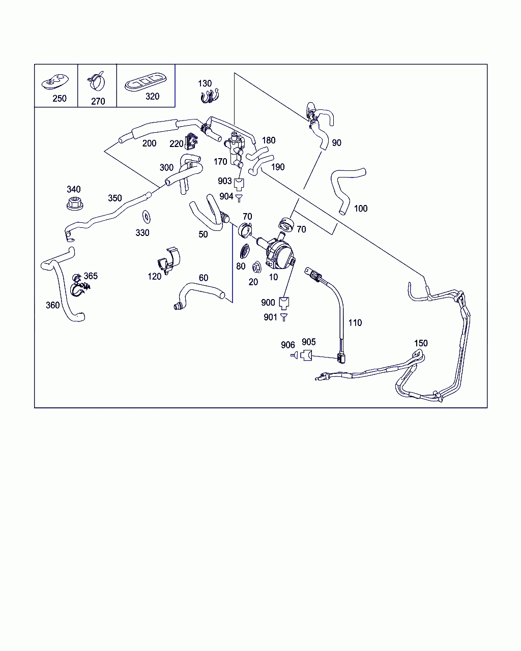 HOSE, <span>A 221 830 20 96, Main Group: Heating And Ventilation, Diagram: HOT WATER LINES, Location Of Picture: 60