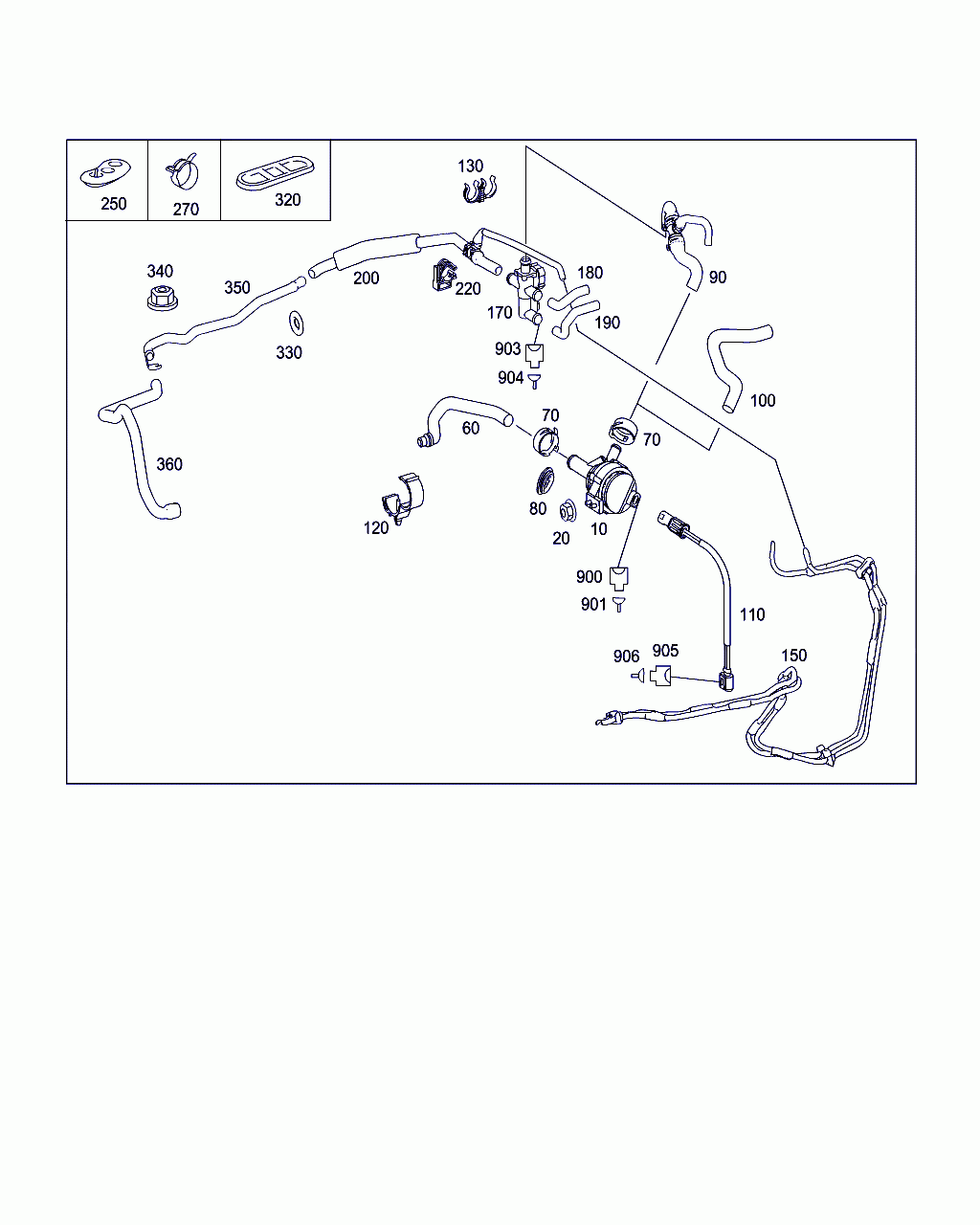 HOSE ASSEMBLY, <span>A 221 830 49 96, Main Group: Heating And Ventilation, Diagram: HOT WATER LINES, Location Of Picture: 60