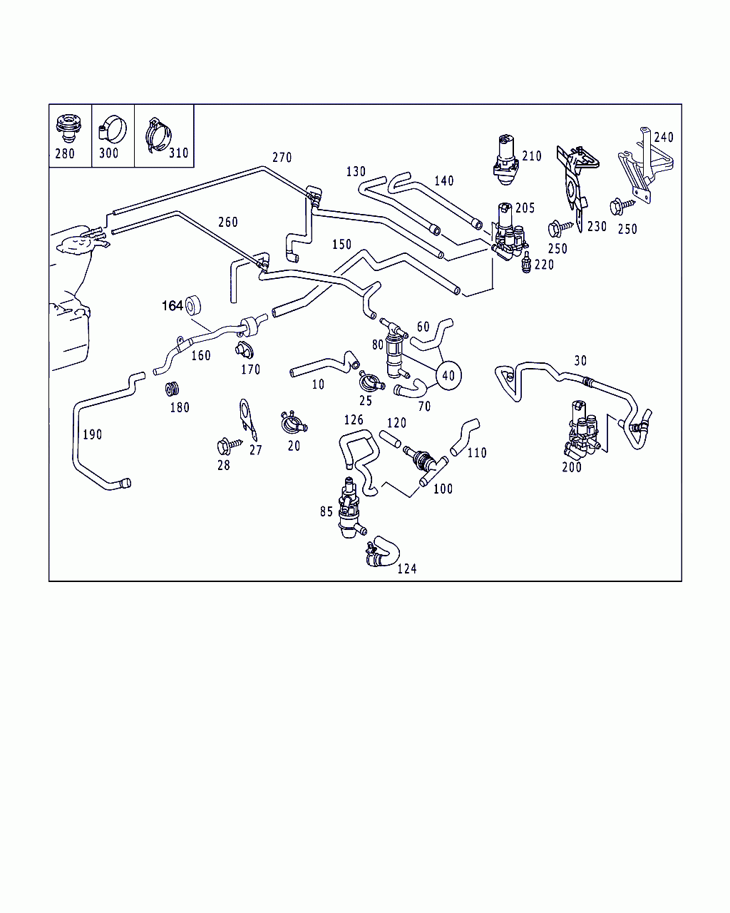 HOSE, <span>A 220 830 08 96, Main Group: Heating And Ventilation, Diagram: HOT WATER LINES ON INDEPENDENT HEATING OR AUXILLIARY HEATER, Location Of Picture: 260