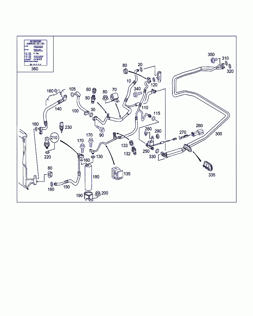 SUCTION LINE, <span>A 113 230 05 56, Main Group: Heating And Ventilation, Diagram: REFRIGERANT LINE ARRANGEMENT, Location Of Picture: 100