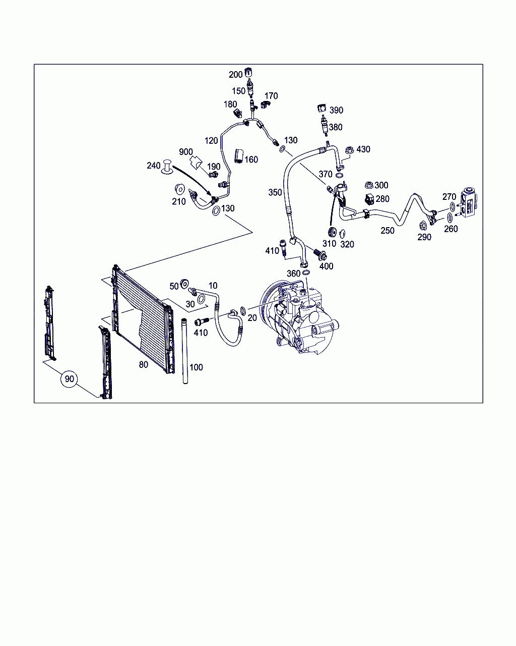 REFRIGERANT CONDENSER, <span>A 246 500 02 54, Main Group: Heating And Ventilation, Diagram: REFRIGERANT LINE ARRANGEMENT, Location Of Picture: 80