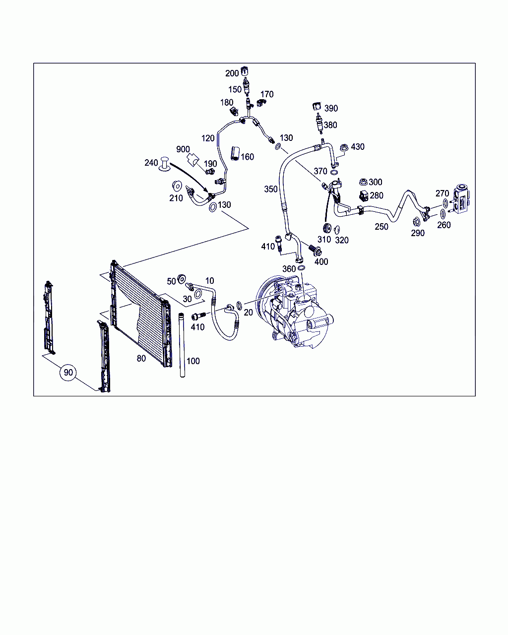 REFRIGERANT LINE, <span>A 246 830 04 15, Main Group: Heating And Ventilation, Diagram: REFRIGERANT LINE ARRANGEMENT, Location Of Picture: 350