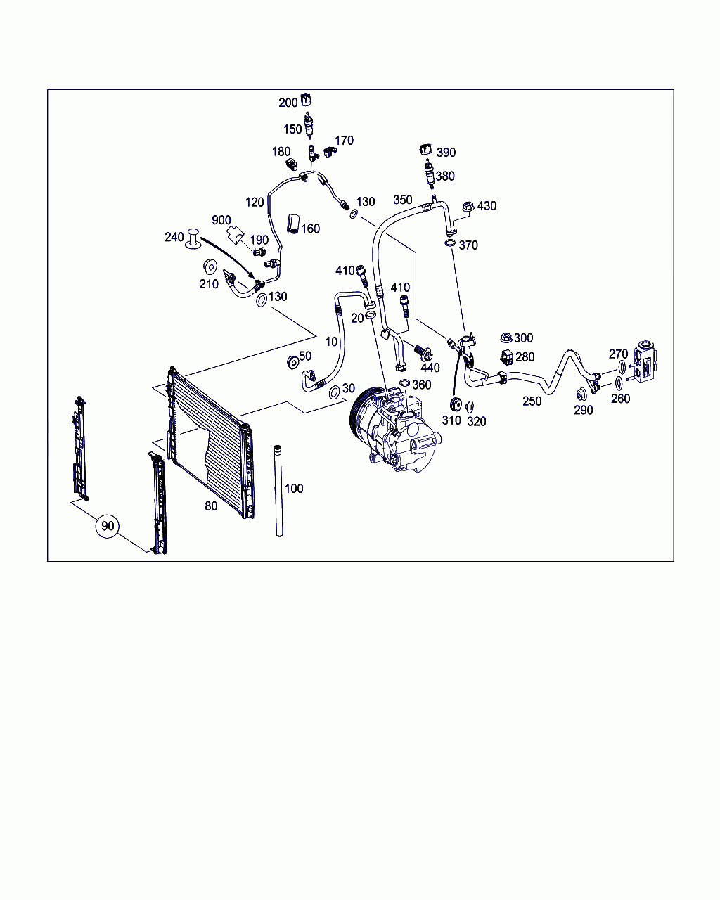 CAPACITOR, <span>A 246 500 00 54, Main Group: Heating And Ventilation, Diagram: REFRIGERANT LINE ARRANGEMENT, Location Of Picture: 80