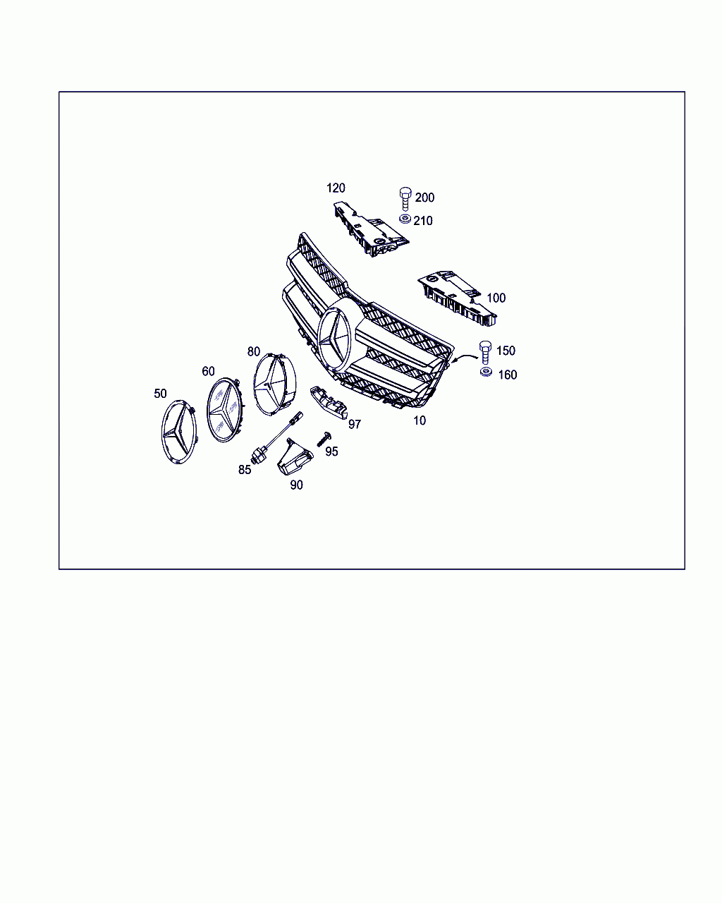 RADIATOR GRILLE, <span>A 204 880 27 83, Main Group: Attachment Parts, Diagram: RADIATOR GRILLE SHELL, Location Of Picture: 10