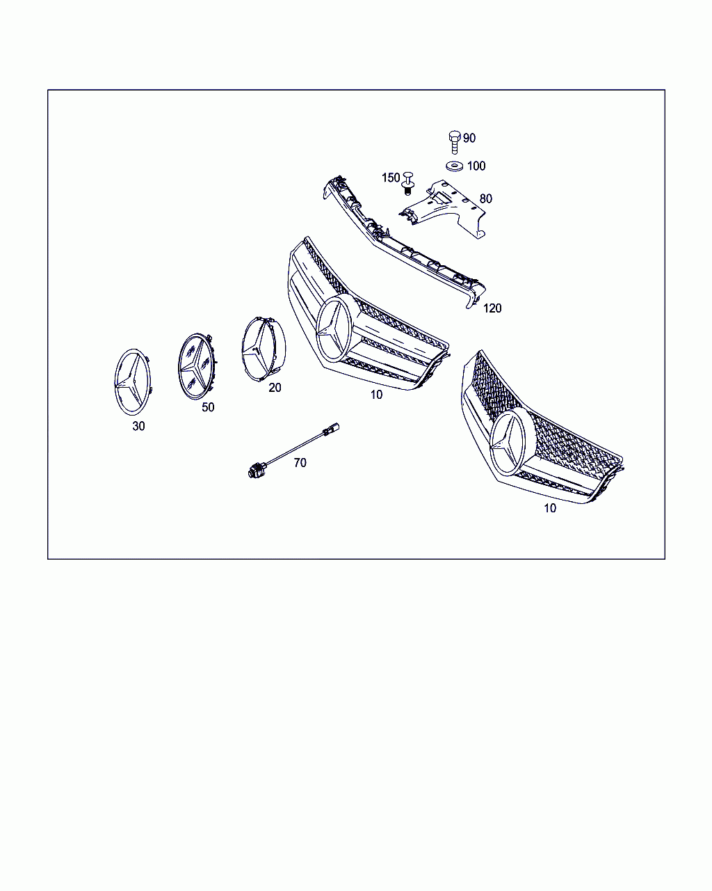 RADIATOR GRILLE SHELL, <span>A 207 880 03 83, Main Group: Attachment Parts, Diagram: RADIATOR GRILLE SHELL, Location Of Picture: 10