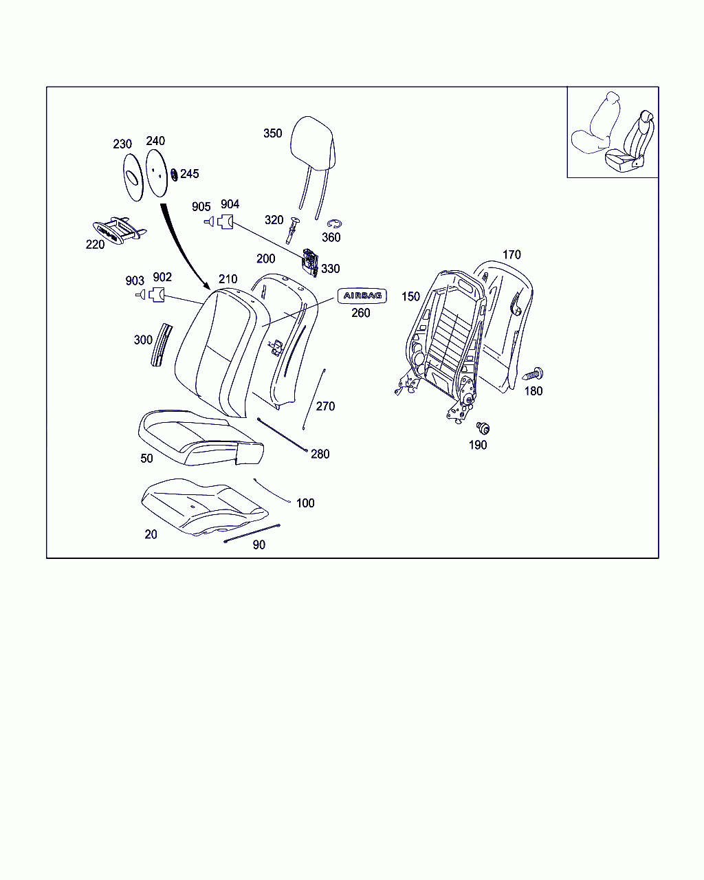 BACKREST FRAME ASSEMBLY, <span>A 221 910 01 34, Main Group: Driver's Seat, Diagram: LEFT SEAT, Location Of Picture: 150