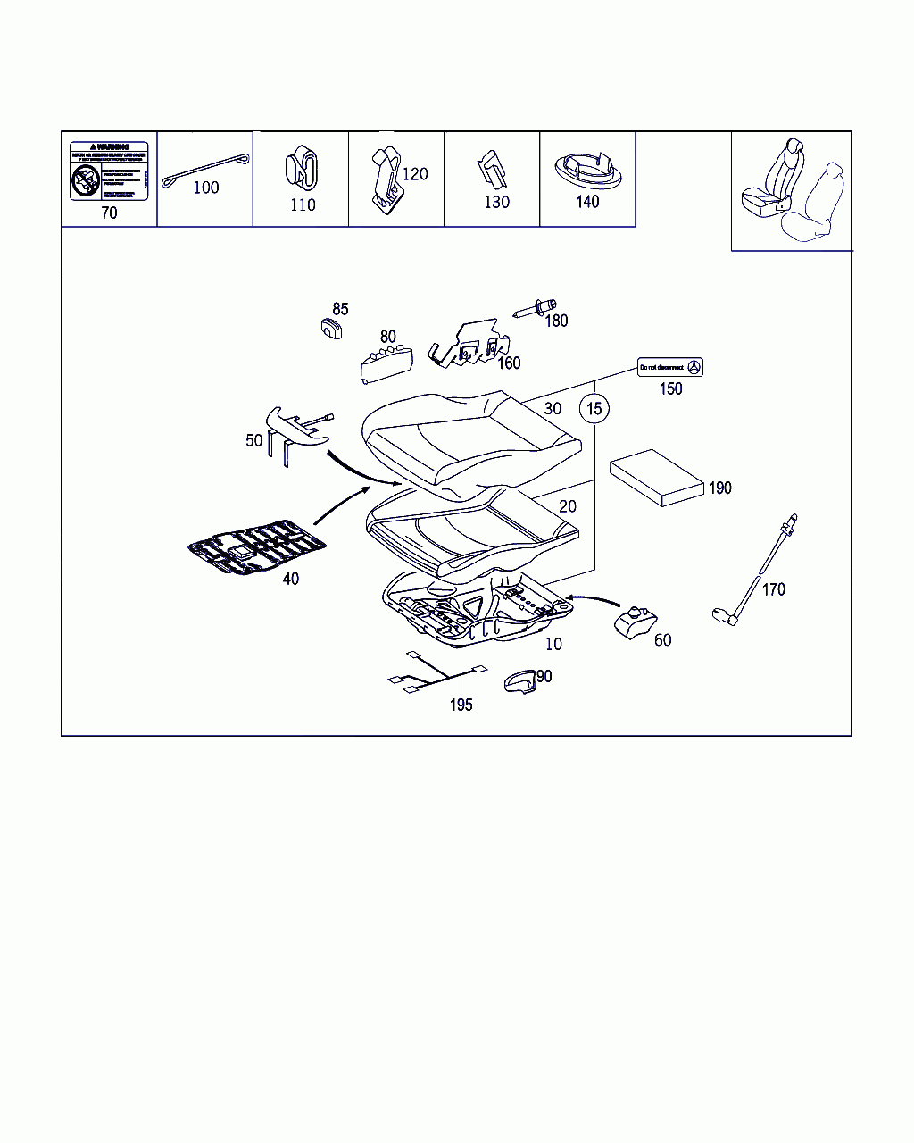 SEAT CUSHION, <span>A 209 910 92 31, Main Group: Driver's Seat, Diagram: RIGHT SEAT, Location Of Picture: 15
