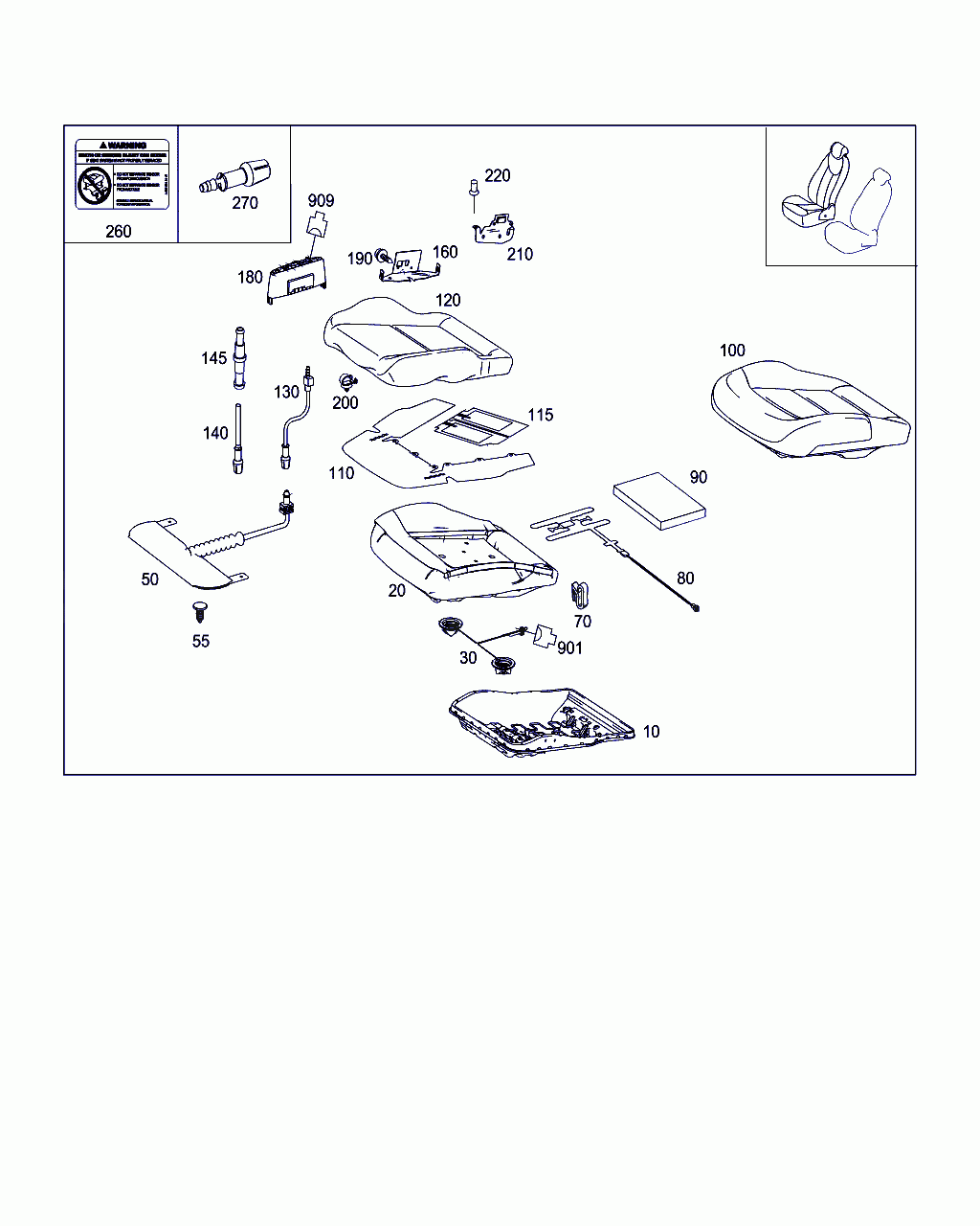 PAD FRONT SEAT CUSHION, <span>A 212 910 36 50, Main Group: Driver's Seat, Diagram: RIGHT SEAT, Location Of Picture: 20