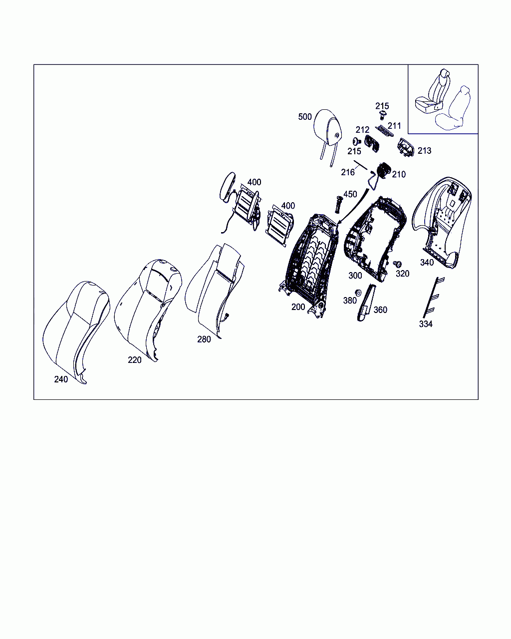 COVER FRONT SEAT BACKREST, <span>A 205 910 36 23, Main Group: Driver's Seat, Diagram: RIGHT SEAT, Location Of Picture: 240