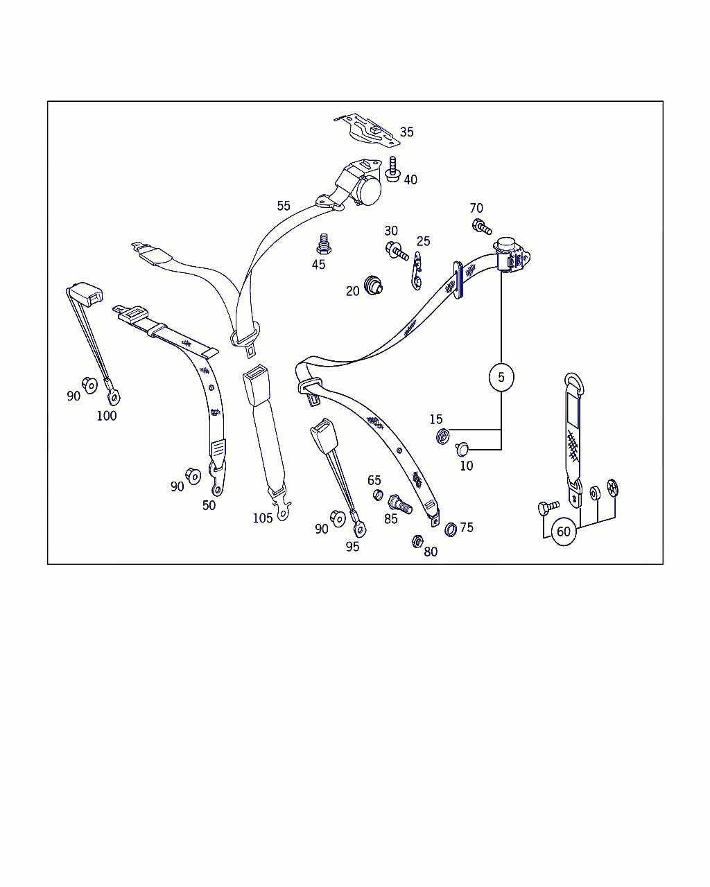 SEAT BELT, <span>A 168 860 20 85, Main Group: Rear Seat Bench, Diagram: REAR SEAT SAFETY BELT, Location Of Picture: 60