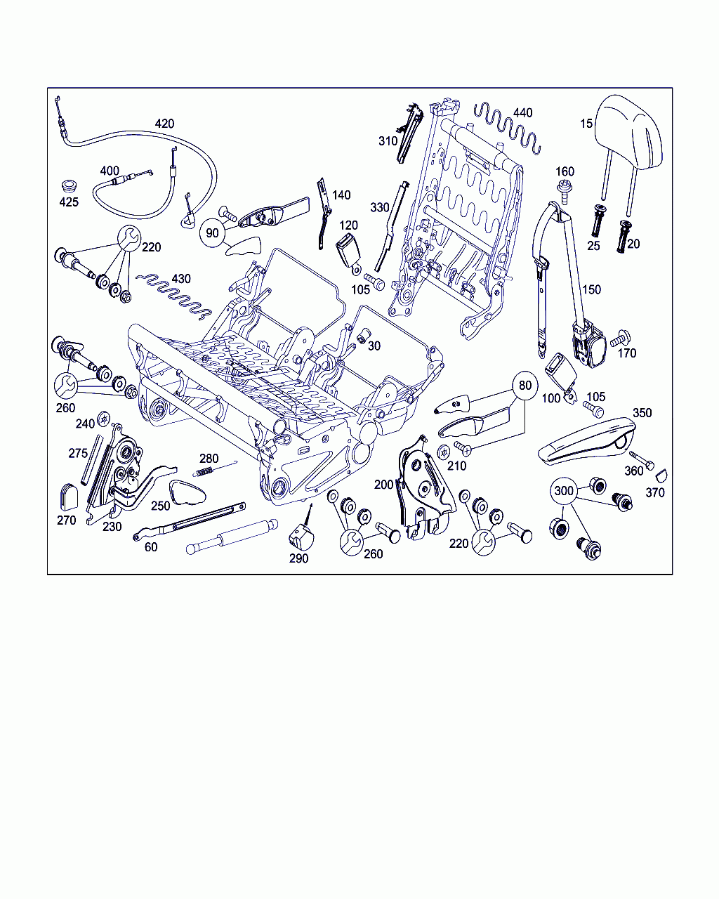 EXTENSION SPRING, <span>A 000 993 27 11, Main Group: Passenger Seats, Multi-Passenger Seat, Diagram: THREE-SEATER BENCH, LUXURY, Location Of Picture: 280