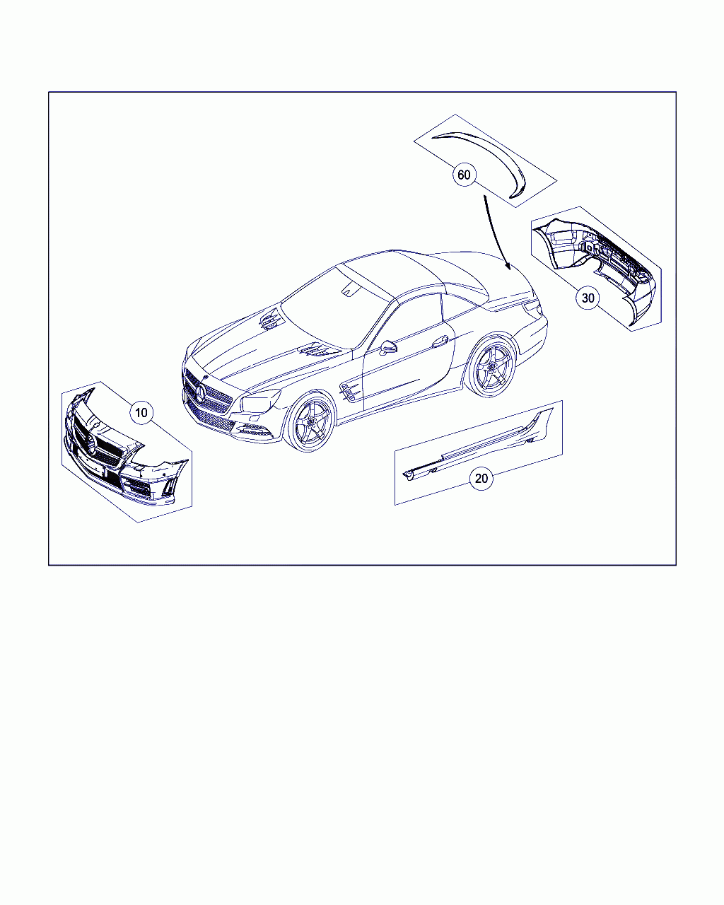 REAR SPOILER ATTACHMENT, <span>A 231 790 00 88, Main Group: Accessories, Diagram: OUTSIDE ATTACHMENT PARTS, Location Of Picture: 60