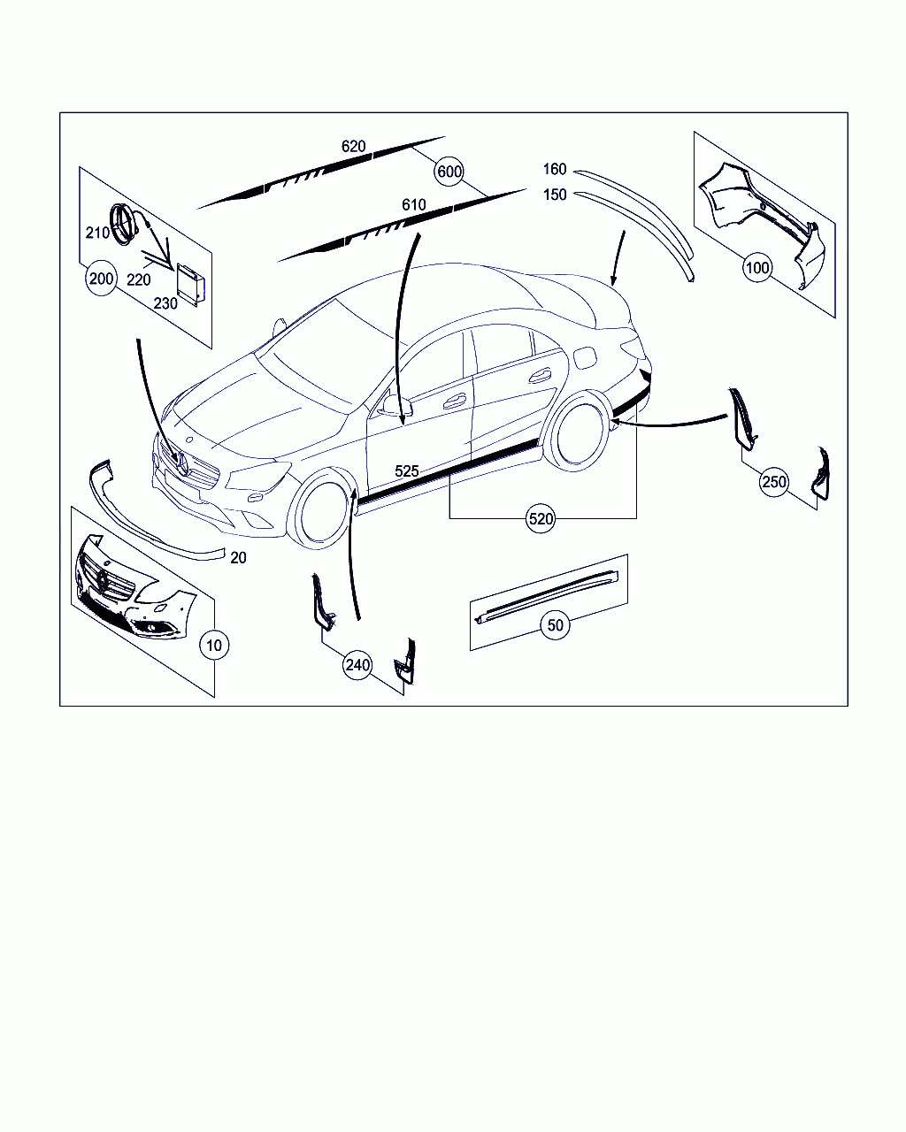 TRIM STRIP, <span>A 117 987 01 00, Main Group: Accessories, Diagram: OUTSIDE ATTACHMENT PARTS, Location Of Picture: 610