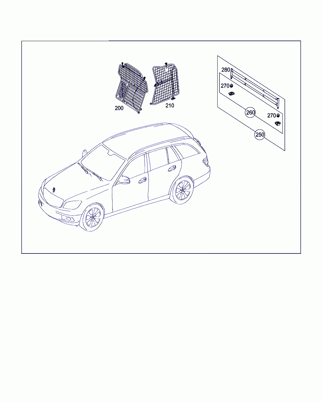 RADIATOR GRILLE, <span>A 204 860 03 42, Main Group: Accessories, Diagram: LUGGAGE/LOAD COMPARTMENT EQUIPMENT, Location Of Picture: 210