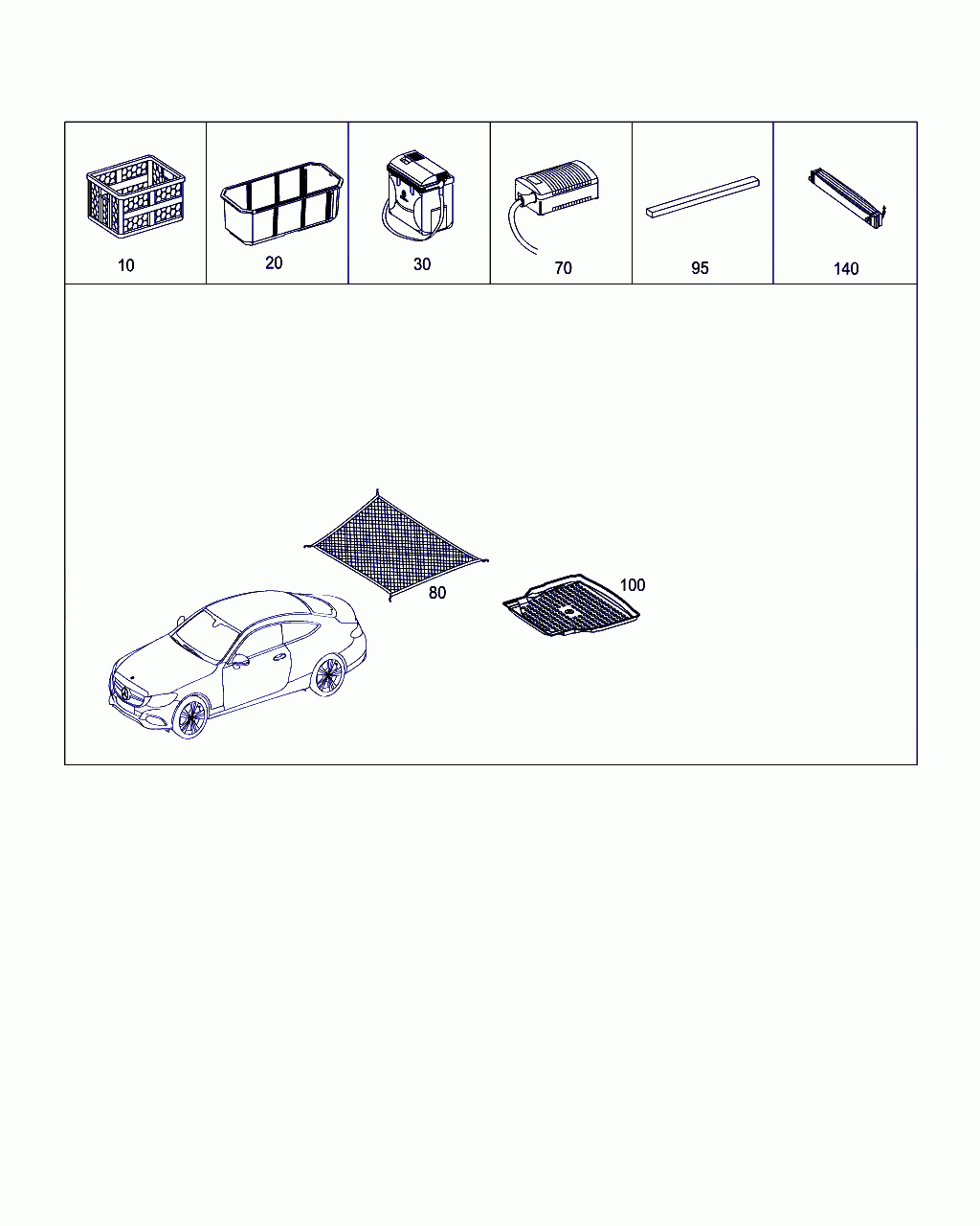 STORAGE TRAY, <span>A 205 814 05 00, Main Group: Accessories, Diagram: LUGGAGE/LOAD COMPARTMENT EQUIPMENT, Location Of Picture: 100