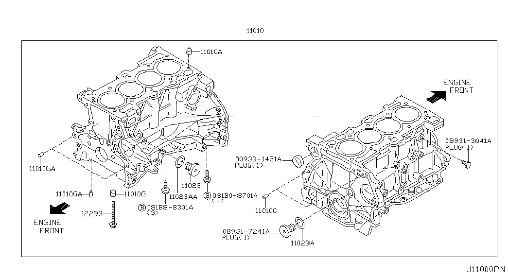 BOLT-MAIN BEARING CAP, <span>12293JA00A, Main Group: Engine Mechanical, Diagram: CYLINDER BLOCK & OIL PAN; COMPONENT PARTS, Location Of Picture: 12293