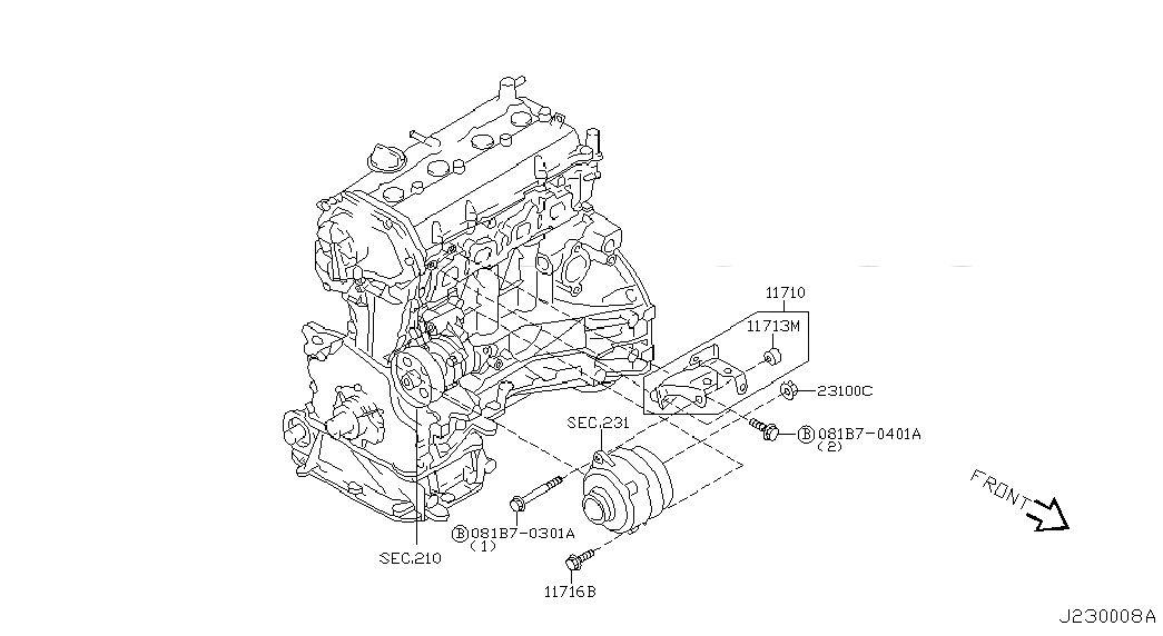 BOLT FLANGE, <span>081B70401A, Main Group: Engine Electrical, Diagram: ALTERNATOR FITTING, Location Of Picture: 081B70401A