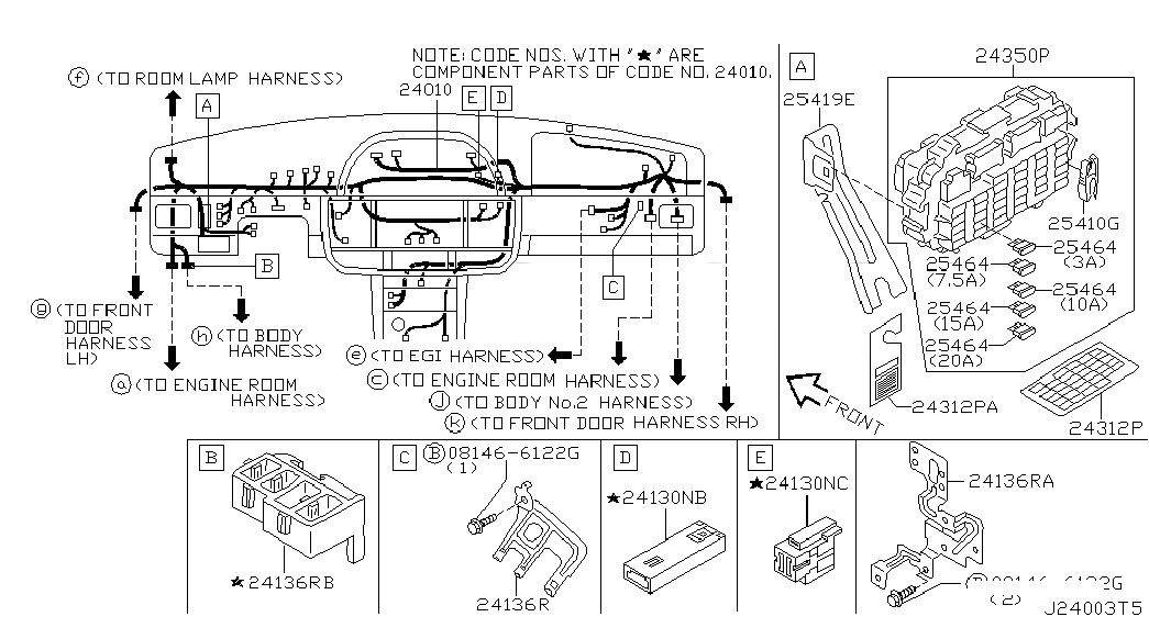 LABEL-FUSE BLOCK, <span>243137J410, Main Group: Body Electrical, Diagram: WIRING; MAIN HARNESS, Location Of Picture: 24312PA
