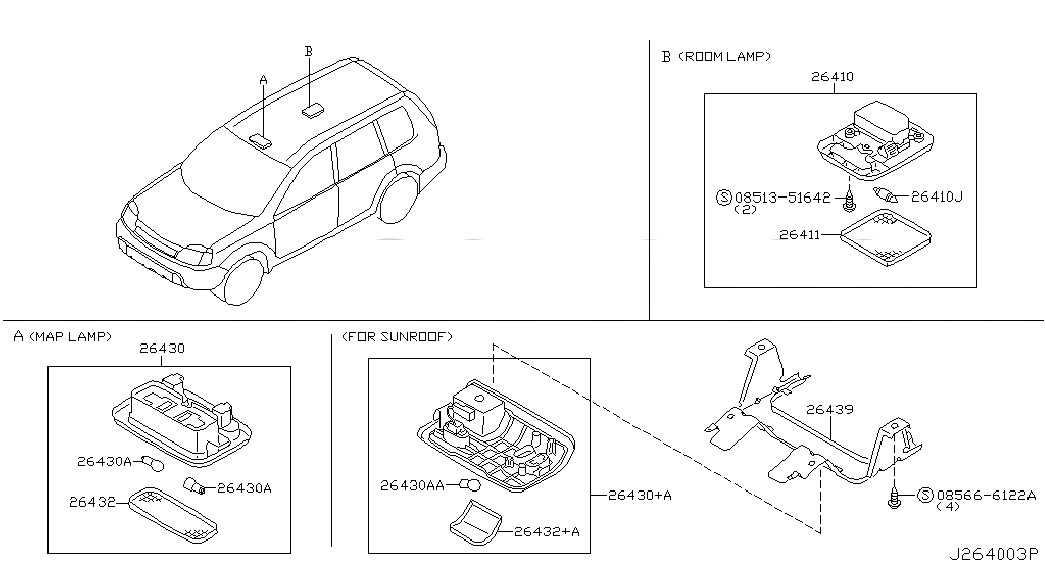 MAP LAMP ASSY, <span>264308H301, Main Group: Body Electrical, Diagram: ROOM LAMP, Location Of Picture: 26430