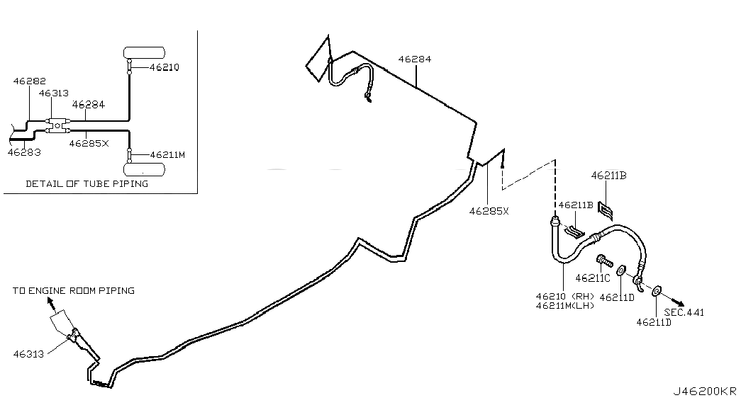 HOSE ASSY-BRAKE,REAR, <span>462108H515, Main Group: Brake, Diagram: BRAKE PIPING & CONTROL; REAR PIPING, Location Of Picture: 46211M