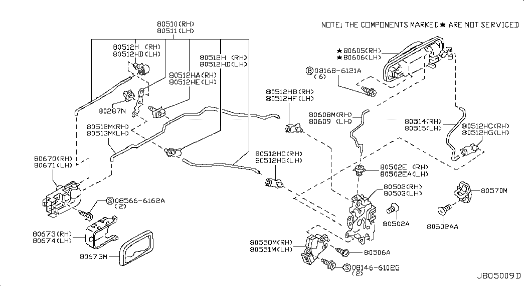 ACTUATOR-AUTO DOOR LOCK,FRONT RH, 80552AA200, 主組: Body(Side & Rear), 子組: FRONT DOOR LOCK & HANDLE, 圖示位置: 80550M