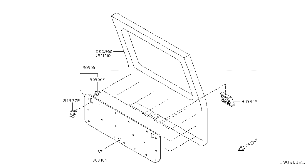 HANDLE-PULL,BACK DOOR, 909404N000, 主組: Body(Back Door & Rear Body), 子組: BACK DOOR TRIMMING, 圖示位置: 90940M