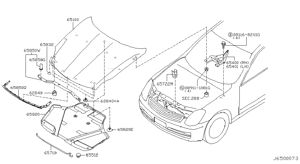HOOD, <span>F5100AC5MM, Main Group: Body(Front,roof & Floor), Diagram: HOOD PANEL,HINGE & FITTING, Location Of Picture: 65100