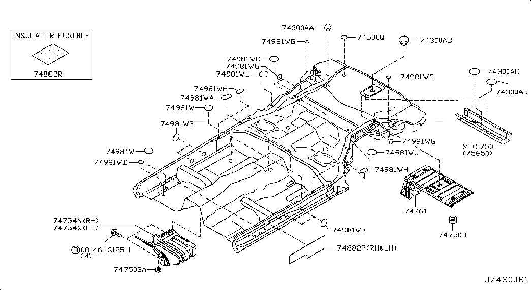 HEAT INSULATOR-FRONT FLOOR,RH, <span>74752AM600, Main Group: Body(Front,roof & Floor), Diagram: FLOOR FITTING, Location Of Picture: 74754N