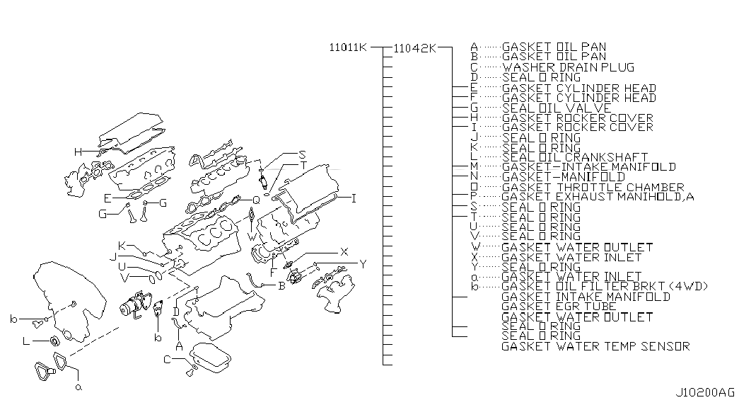 GASKET KIT-VALVE REGRIND, <span>11042EH025, Main Group: Engine Mechanical, Diagram: ENGINE GASKET KIT, Location Of Picture: 11042K