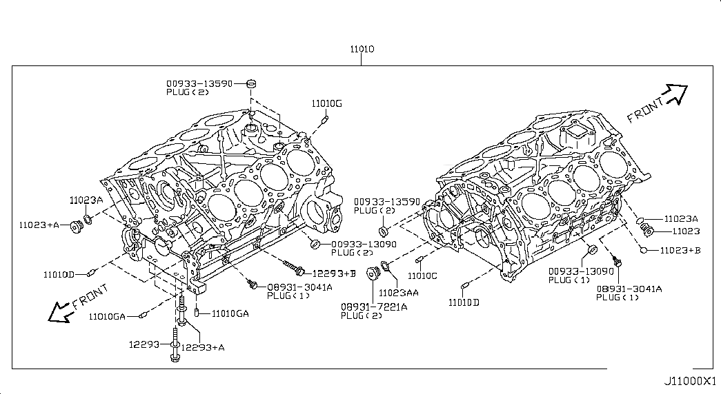 BOLT-MAIN BEARING CAP, <span>122936P000, Main Group: Engine Mechanical, Diagram: CYLINDER BLOCK & OIL PAN; COMPONENT PARTS, Location Of Picture: 12293+A