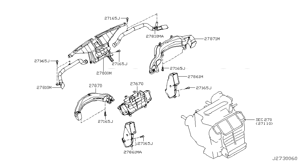 NOZZLE-SIDE DEFROSTER DRIVER, <span>27811CG000, Main Group: Body Electrical, Diagram: NOZZLE & DUCT; FRONT, Location Of Picture: 27810MA