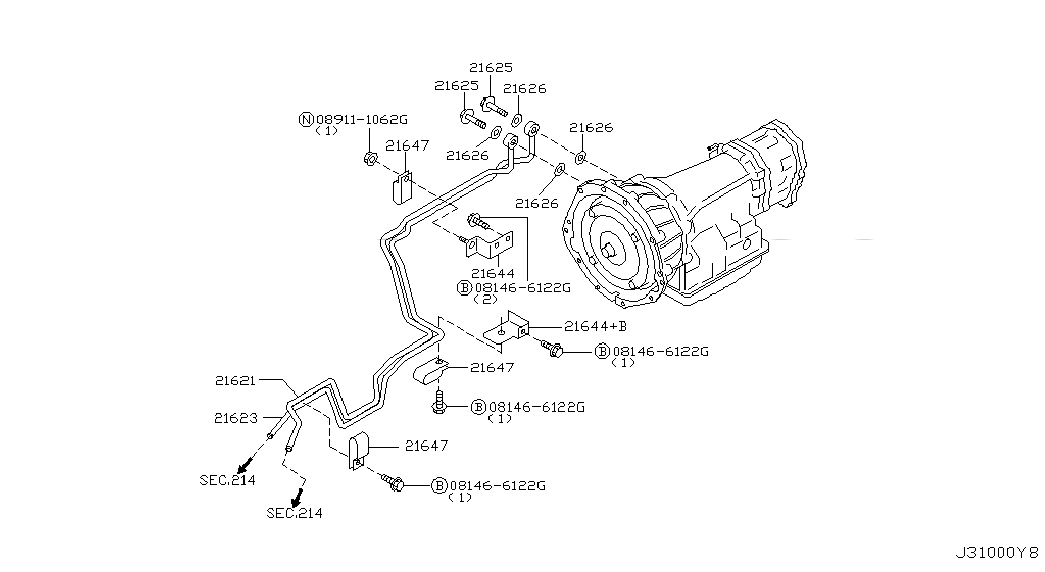 BRACKET-TUBE CLAMP, <span>21644AL800, Main Group: Power Train, Diagram: AUTO TRANSMISSION,TRANSAXLE & FITTING; OIL COOLER TUBE PARTS, Location Of Picture: 21644