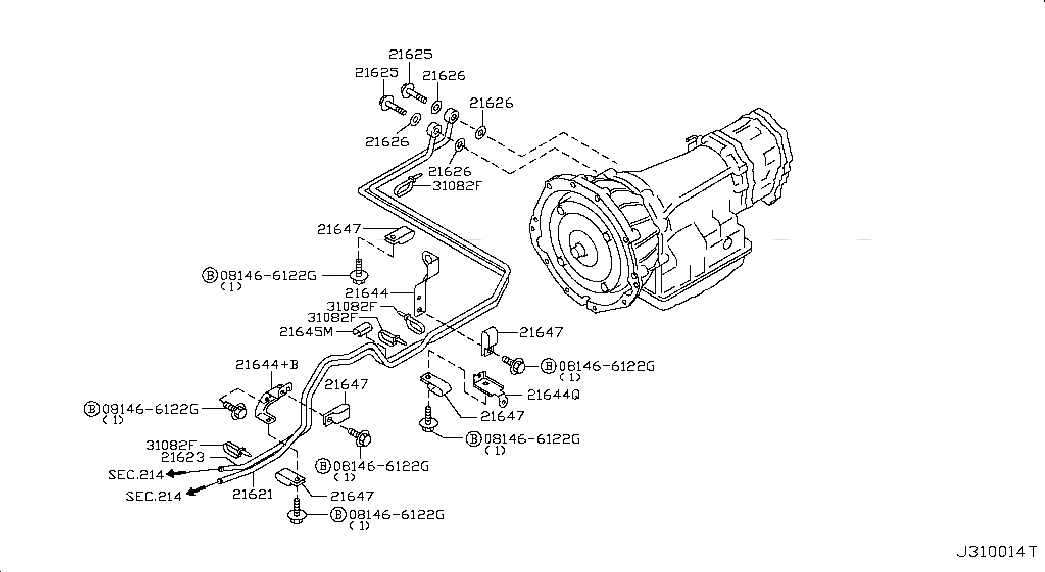 PROTECTOR-OIL COOLER TUBE, <span>21645CG200, Main Group: Power Train, Diagram: AUTO TRANSMISSION,TRANSAXLE & FITTING; OIL COOLER TUBE PARTS, Location Of Picture: 21645M