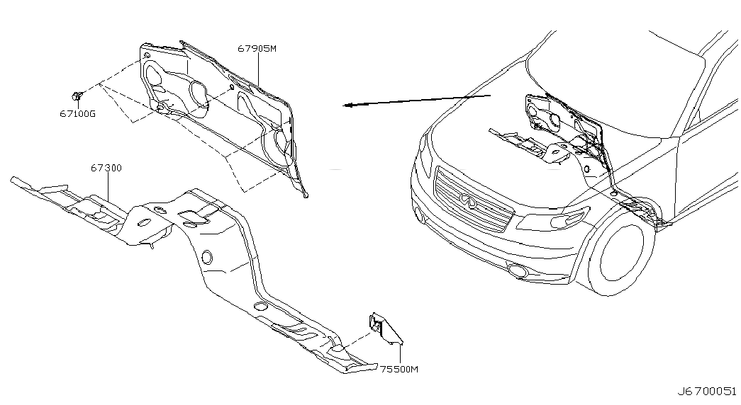 INSULATOR-DASH,LOWER FRONT, <span>67810CG000, Main Group: Body(Front,roof & Floor), Diagram: DASH PANEL & FITTING, Location Of Picture: 67905M