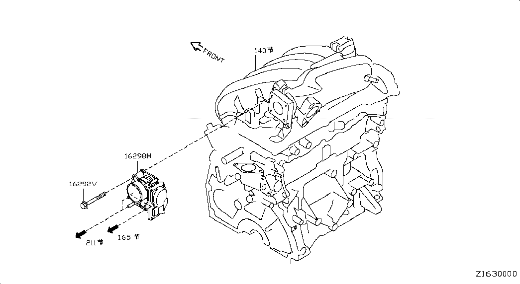 CHAMBER ASSY-THROTTLE, <span>16119ED00A, Main Group: Fuel & Engine Control, Diagram: THROTTLE CHAMBER, Location Of Picture: 16298M