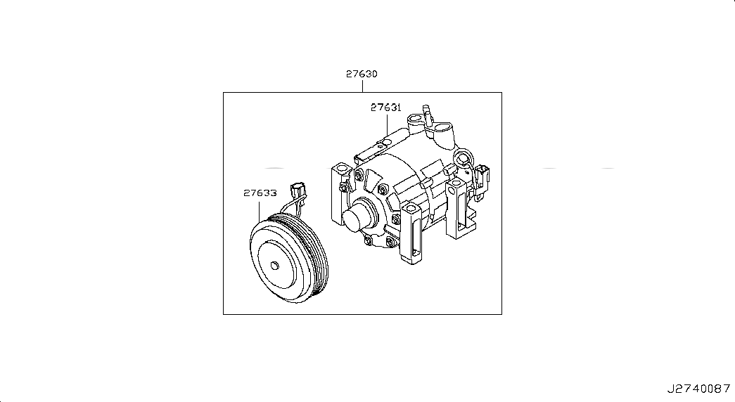COMPRESSOR UNIT, 92610JK20C, 主組: Body Electrical, 子組: COMPRESSOR; COMPRESSOR(VK45DE), 圖示位置: 27631
