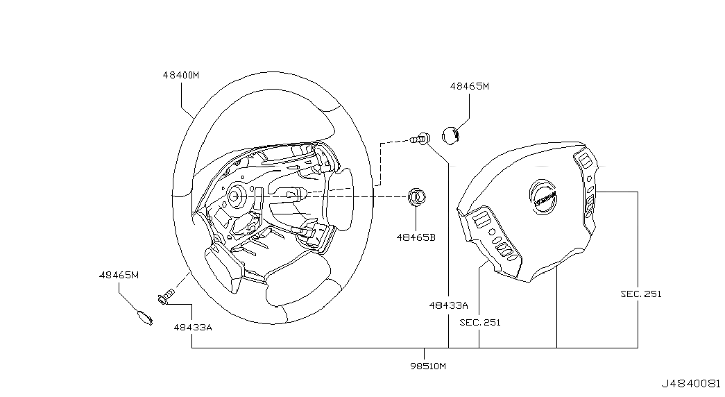 WHEEL ASSY-STEERING W/O PAD, <span>48430EG700, Main Group: Steering, Diagram: STEERING WHEEL, Location Of Picture: 48400M