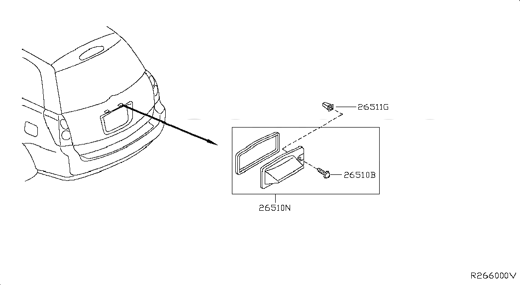 LICENSE PLATE LAMP ASSY, 26510ZF70A, 主組: Body Electrical, 子組: LICENCE PLATE LAMP, 圖示位置: 26510N
